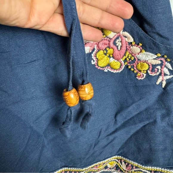 Miss Me Linen Sleeveless Embroidered Romper - Picture 6 of 8